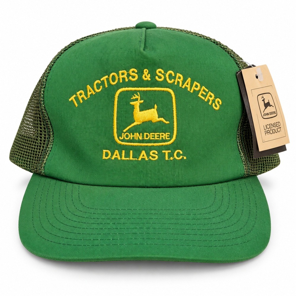 Vintage John Deere Tractors & Scrapers Dallas TC Green Mesh Trucker Hat Snapback